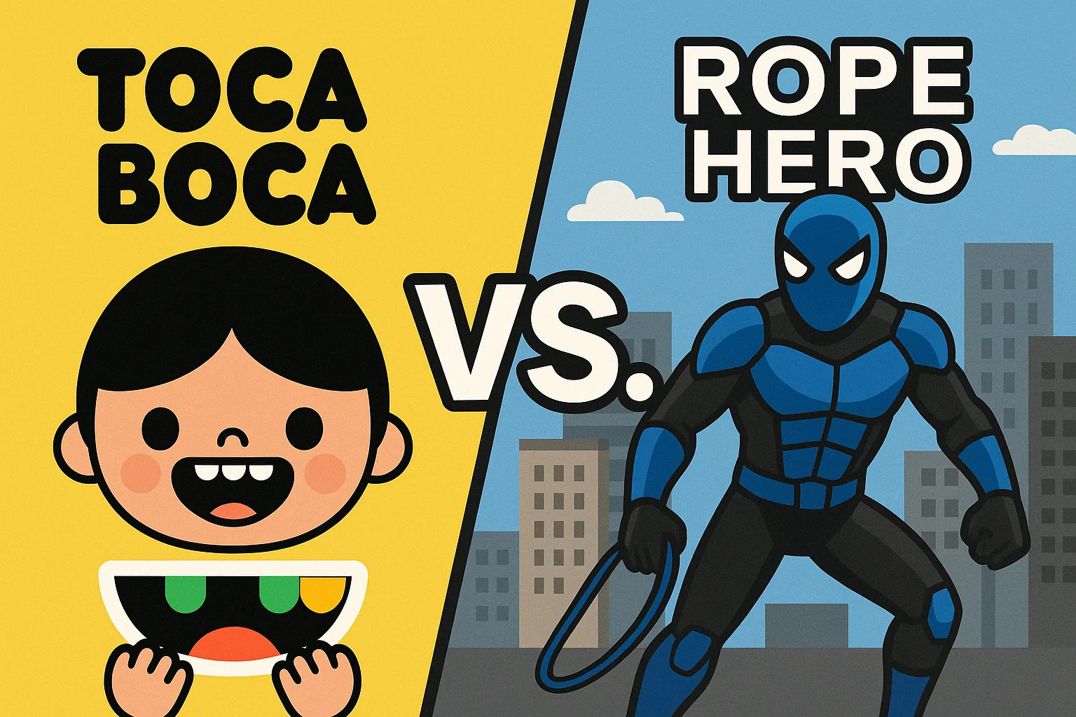 toca boca vs rope hero the comparison